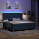 vidaXL LED Box Spring Ágy fejtámlával Kék 200 x 200 cm szövet