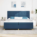 vidaXL LED Box Spring Ágy fejtámlával Kék 200 x 200 cm szövet