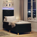 vidaXL LED Box Spring Ágy fejtámlával Fekete 80 x 200 cm szövet