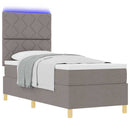 vidaXL LED Box Spring Ágy fejtámlával Tópszínű 80 x 200 cm szövet