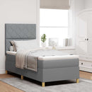 vidaXL LED Box Spring Ágy fejtámlával Világosszürke 90 x 190 cm szövet