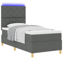 vidaXL LED Box Spring Ágy fejtámlával Sötétszürke 90 x 190 cm szövet