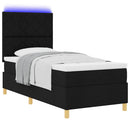 vidaXL LED Box Spring Ágy fejtámlával Fekete 90 x 200 cm szövet