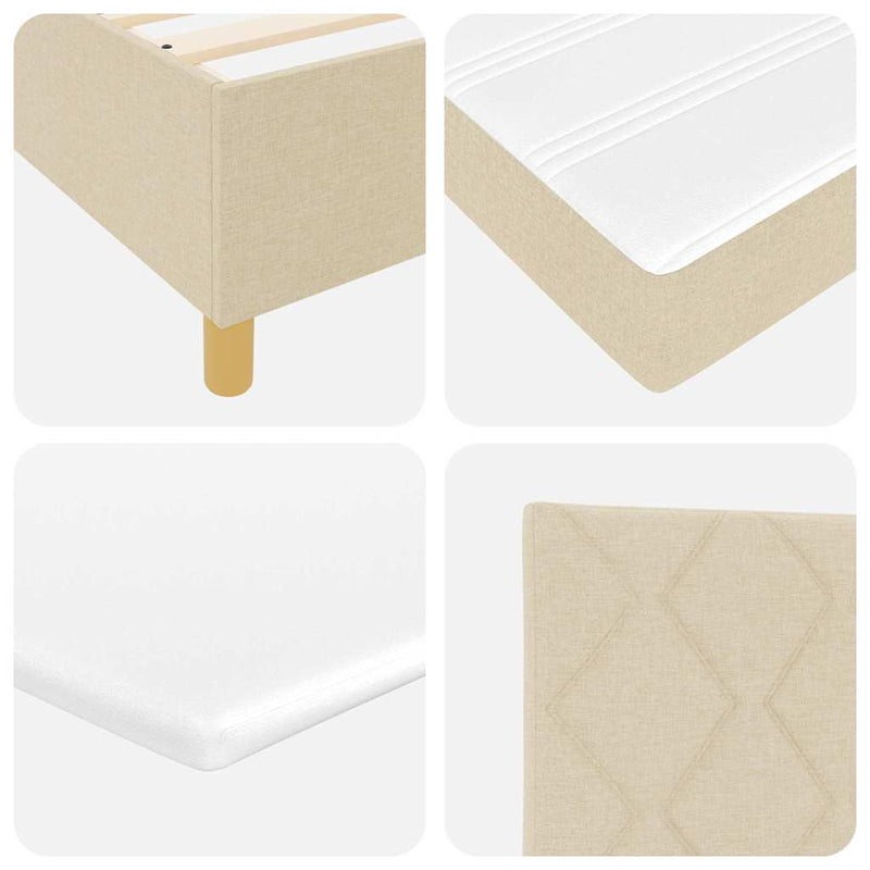 vidaXL Boxrugós ágy matracmal fejtámlával Krém 100 x 200 cm szövet