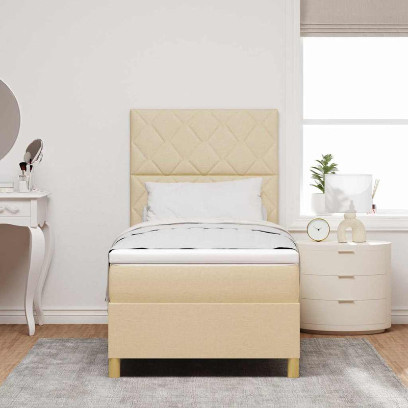 vidaXL Boxrugós ágy matracmal fejtámlával Krém 100 x 200 cm szövet