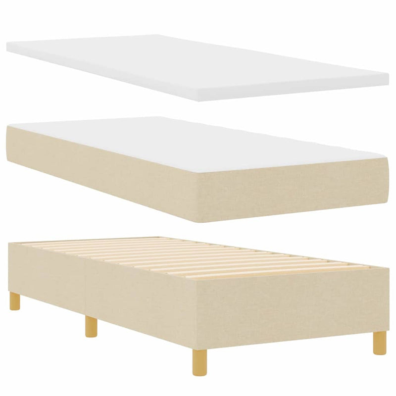 vidaXL Boxrugós ágy matracmal fejtámlával Krém 100 x 200 cm szövet