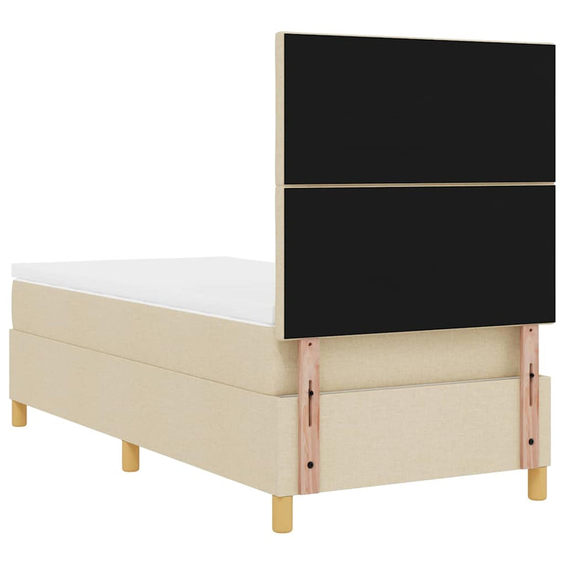 vidaXL Boxrugós ágy matracmal fejtámlával Krém 100 x 200 cm szövet
