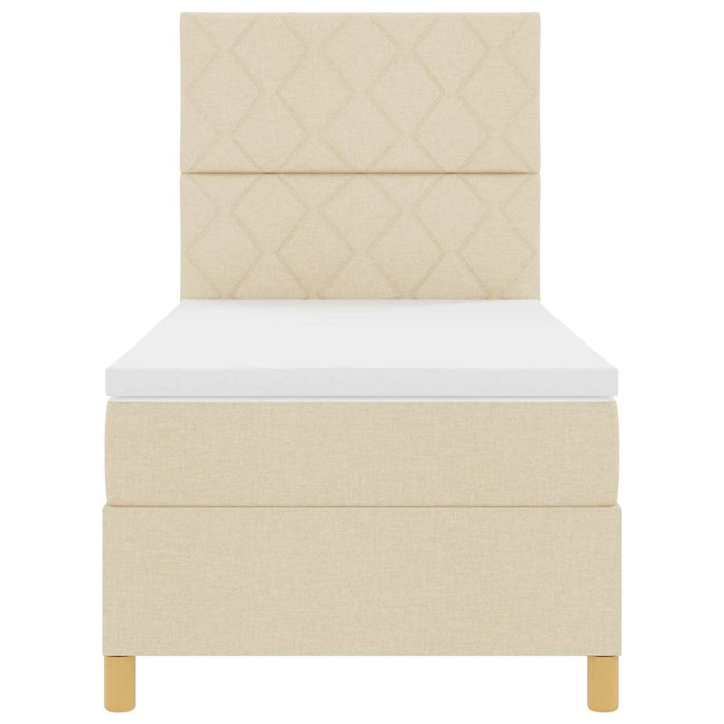 vidaXL Boxrugós ágy matracmal fejtámlával Krém 100 x 200 cm szövet