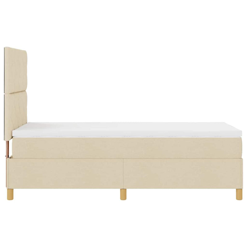 vidaXL Boxrugós ágy matracmal fejtámlával Krém 100 x 200 cm szövet