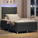 vidaXL LED Box Spring Ágy fejtámlával Sötétszürke 120 x 190 cm szövet