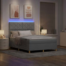 vidaXL LED Box Spring Ágy Világosszürke 140 x 190 cm szövet