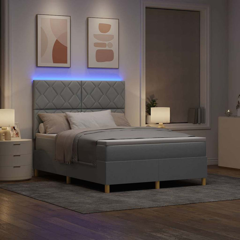 vidaXL Boxrugós ágy matracmal Világosszürke 140 x 190 cm szövet