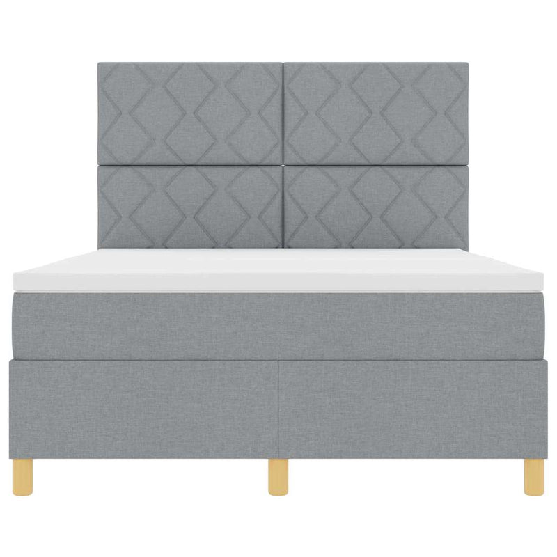 vidaXL Boxrugós ágy matracmal Világosszürke 140 x 190 cm szövet