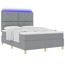vidaXL LED Box Spring Ágy Világosszürke 140 x 190 cm szövet