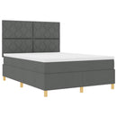 vidaXL LED Box Spring Ágy fejtámlával Sötétszürke 140 x 190 cm szövet