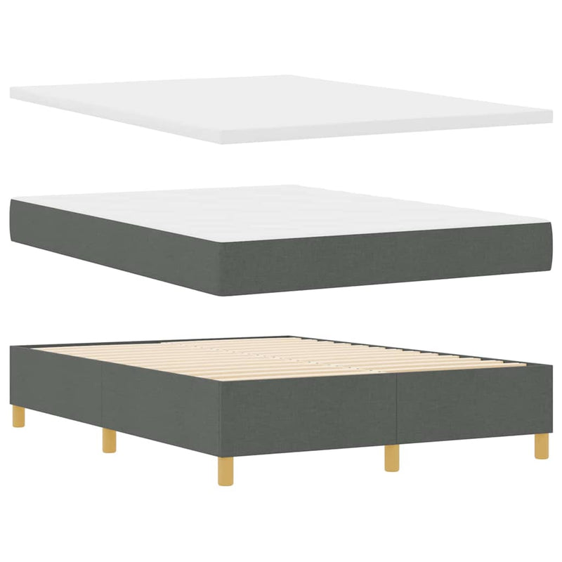 vidaXL Boxrugós ágy matracmal Sötétszürke 140 x 190 cm szövet