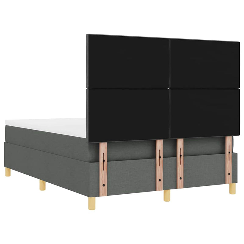 vidaXL Boxrugós ágy matracmal Sötétszürke 140 x 190 cm szövet