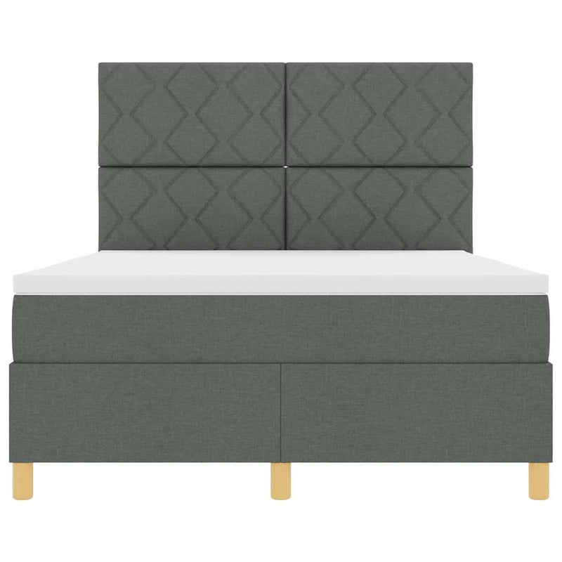 vidaXL Boxrugós ágy matracmal Sötétszürke 140 x 190 cm szövet