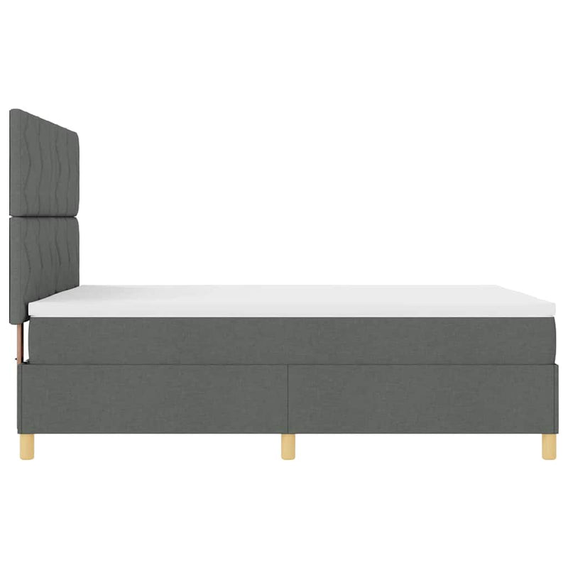 vidaXL Boxrugós ágy matracmal Sötétszürke 140 x 190 cm szövet