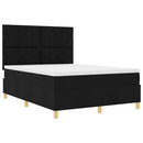 vidaXL LED Box Spring Ágy fejtámlával Fekete 140 x 190 cm szövet