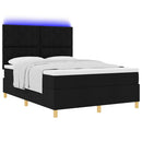 vidaXL LED Box Spring Ágy fejtámlával Fekete 140 x 190 cm szövet