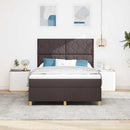 vidaXL LED Box Spring Ágy fejtámlával Sötét Barna 140 x 200 cm szövet