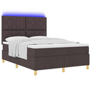 vidaXL LED Box Spring Ágy fejtámlával Sötét Barna 140 x 200 cm szövet