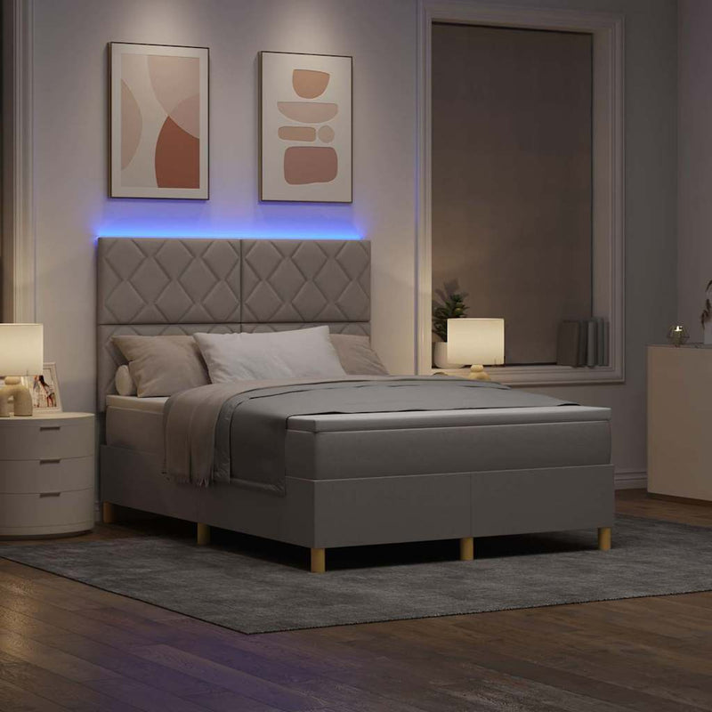 vidaXL Boxrugós ágy matracmal fejtámlával Tópszínű 140 x 200 cm szövet
