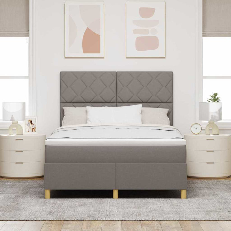 vidaXL Boxrugós ágy matracmal fejtámlával Tópszínű 140 x 200 cm szövet