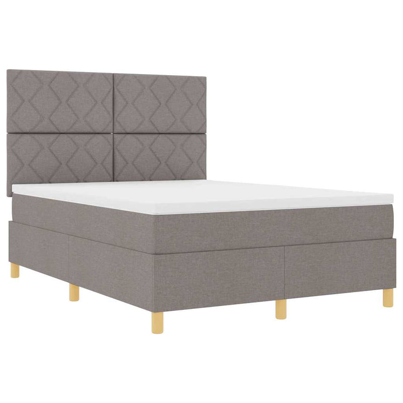 vidaXL Boxrugós ágy matracmal fejtámlával Tópszínű 140 x 200 cm szövet