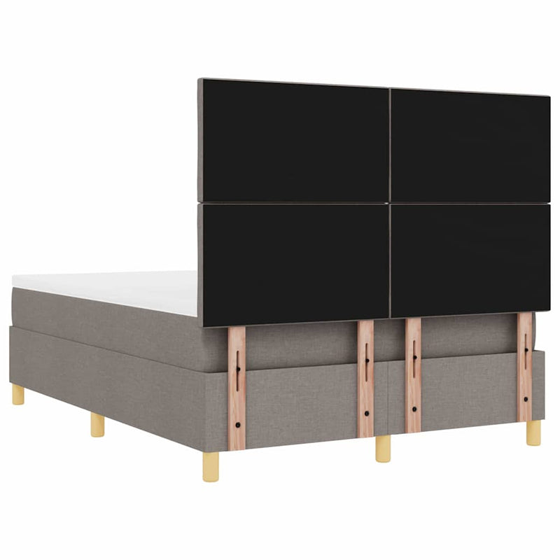 vidaXL Boxrugós ágy matracmal fejtámlával Tópszínű 140 x 200 cm szövet
