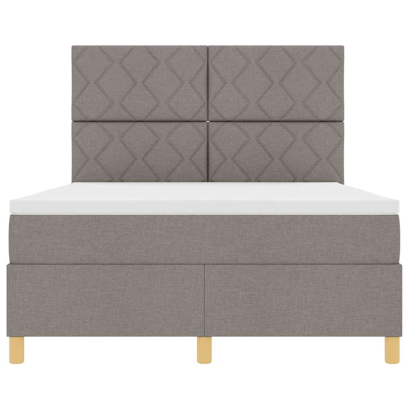 vidaXL Boxrugós ágy matracmal fejtámlával Tópszínű 140 x 200 cm szövet