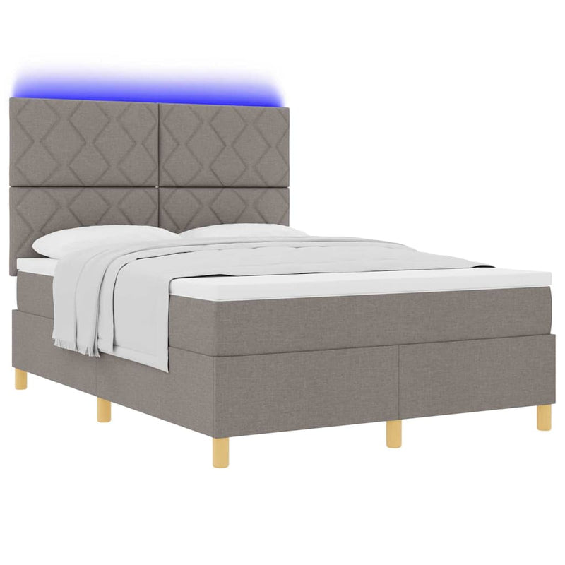 vidaXL Boxrugós ágy matracmal fejtámlával Tópszínű 140 x 200 cm szövet