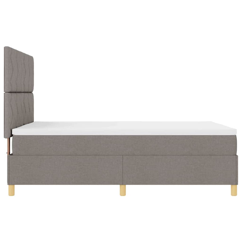 vidaXL Boxrugós ágy matracmal fejtámlával Tópszínű 140 x 200 cm szövet