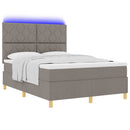 vidaXL LED Box Spring Ágy fejtámlával Tópszínű 160 x 200 cm szövet