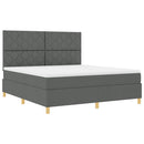 vidaXL LED Box Spring Ágy fejtámlával Sötétszürke 180 x 200 cm szövet