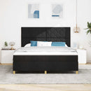 vidaXL LED Box Spring Ágy fejtámlával Fekete 180 x 200 cm szövet