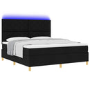 vidaXL LED Box Spring Ágy fejtámlával Fekete 180 x 200 cm szövet
