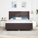 vidaXL LED Box Spring Ágy fejtámlával Sötét Barna 180 x 200 cm szövet
