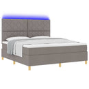 vidaXL LED Box Spring Ágy fejtámlával Tópszínű 180 x 200 cm szövet