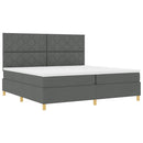vidaXL LED Box Spring Ágy fejtámlával Sötétszürke 200 x 200 cm szövet