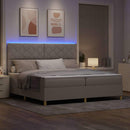 vidaXL LED Box Spring Ágy fejtámlával Tópszínű 200 x 200 cm szövet