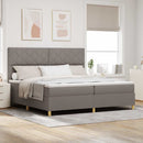vidaXL LED Box Spring Ágy fejtámlával Tópszínű 200 x 200 cm szövet