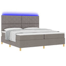 vidaXL LED Box Spring Ágy fejtámlával Tópszínű 200 x 200 cm szövet
