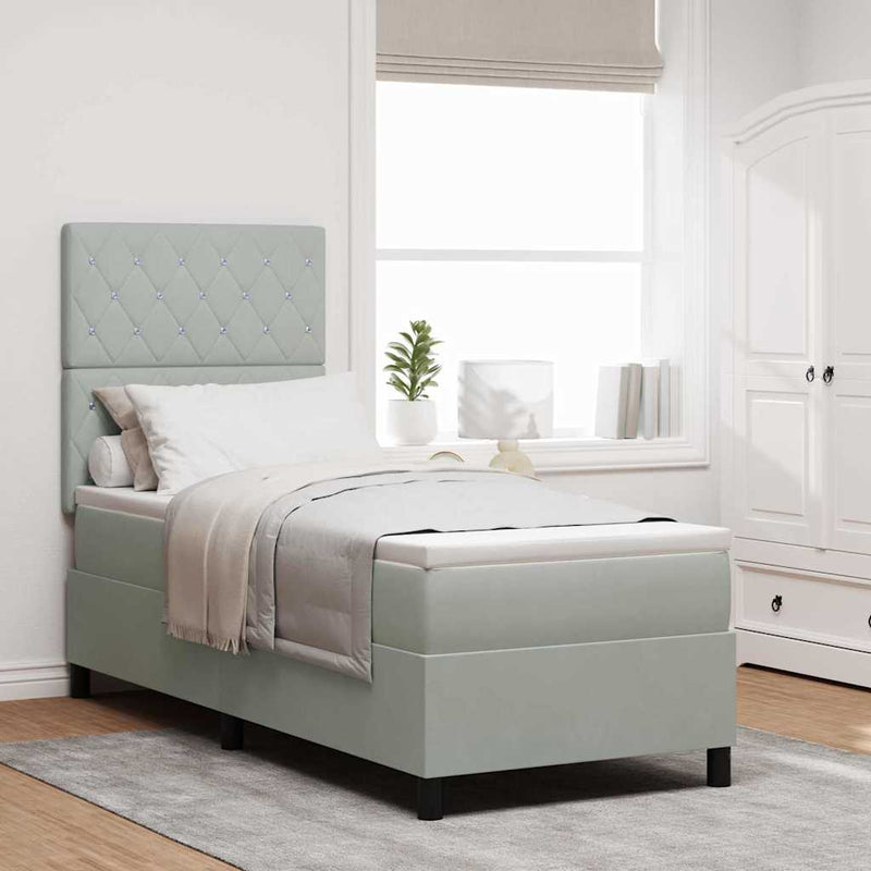 vidaXL Boxrugós ágy matracmal Világosszürke 80 x 200 cm Bársony