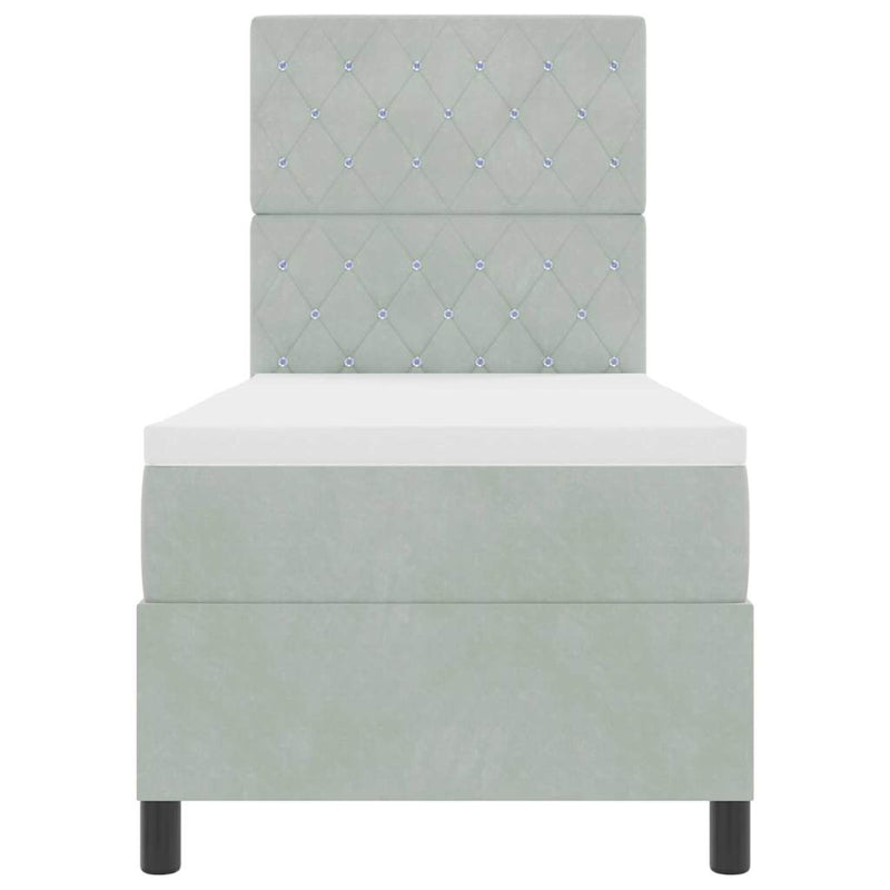 vidaXL Boxrugós ágy matracmal Világosszürke 80 x 200 cm Bársony