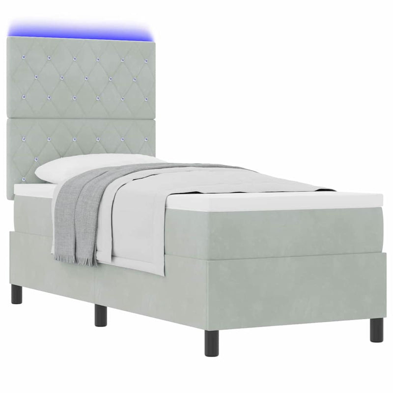 vidaXL Boxrugós ágy matracmal Világosszürke 80 x 200 cm Bársony