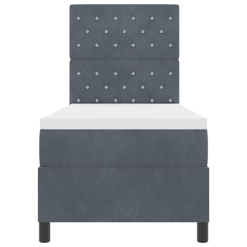 vidaXL Boxrugós ágy matracmal Sötétszürke 80 x 200 cm Bársony