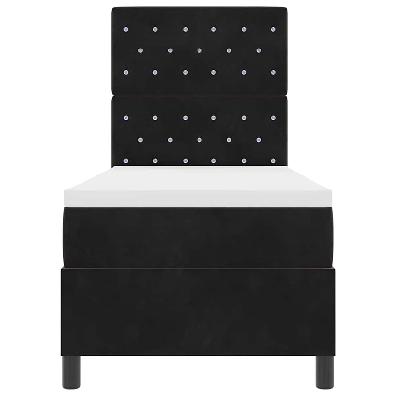 vidaXL Boxrugós ágy matracmal fejtámlával Fekete 80 x 200 cm Bársony