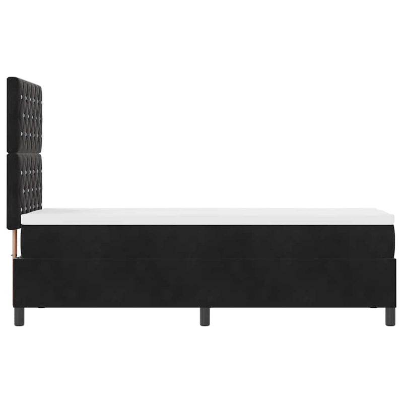 vidaXL Boxrugós ágy matracmal fejtámlával Fekete 80 x 200 cm Bársony